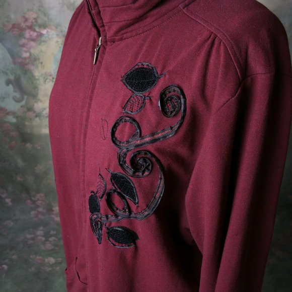 Artisans Apparel Jacket Maroon Black Embroidery LG - Picture 3 of 11